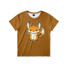 Детская футболка 3D с принтом Дерзкий Лис в Белгороде, 100% гипоаллергенный полиэфир | прямой крой, круглый вырез горловины, длина до линии бедер, чуть спущенное плечо, ткань немного тянется | fox | foxes | rude | you | грубый | дерзкий | лис | лиса | лисенок | лисичка | лисы