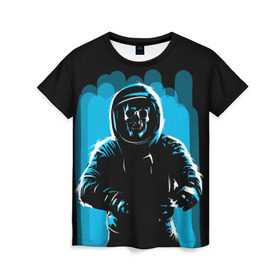 Женская футболка 3D с принтом Dead Space в Белгороде, 100% полиэфир ( синтетическое хлопкоподобное полотно) | прямой крой, круглый вырез горловины, длина до линии бедер | austranaut | bone | cosmos | nasa | skull | астронавт | космонавт | космос | кости | череп