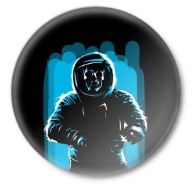 Значок с принтом Dead Space в Белгороде,  металл | круглая форма, металлическая застежка в виде булавки | Тематика изображения на принте: austranaut | bone | cosmos | nasa | skull | астронавт | космонавт | космос | кости | череп