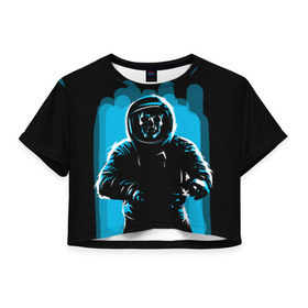 Женская футболка 3D укороченная с принтом Dead Space в Белгороде, 100% полиэстер | круглая горловина, длина футболки до линии талии, рукава с отворотами | austranaut | bone | cosmos | nasa | skull | астронавт | космонавт | космос | кости | череп