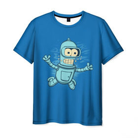 Мужская футболка 3D с принтом Bender Nevermind в Белгороде, 100% полиэфир | прямой крой, круглый вырез горловины, длина до линии бедер | bender | futurama | mult | nevermind | nirvana | simpsons | zoidberg | бендер | зойдберг | мульт | мультик | мультфильм | симпсоны | футурама