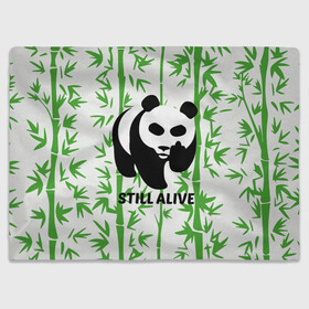 Плед 3D с принтом Still Alive в Белгороде, 100% полиэстер | закругленные углы, все края обработаны. Ткань не мнется и не растягивается | Тематика изображения на принте: alive | bamboo | green | greenpeace | panga | peace | still | бамбук | грин | гринпис | живая | живой | зеленый | мир | панда | панды | пис