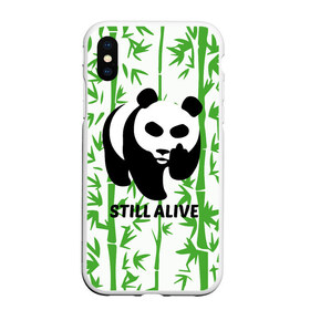 Чехол для iPhone XS Max матовый с принтом Still Alive в Белгороде, Силикон | Область печати: задняя сторона чехла, без боковых панелей | Тематика изображения на принте: alive | bamboo | green | greenpeace | panga | peace | still | бамбук | грин | гринпис | живая | живой | зеленый | мир | панда | панды | пис