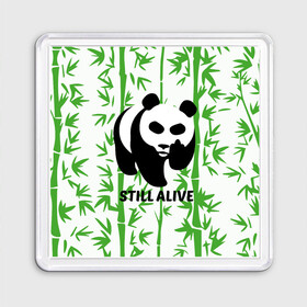 Магнит 55*55 с принтом Still Alive в Белгороде, Пластик | Размер: 65*65 мм; Размер печати: 55*55 мм | Тематика изображения на принте: alive | bamboo | green | greenpeace | panga | peace | still | бамбук | грин | гринпис | живая | живой | зеленый | мир | панда | панды | пис