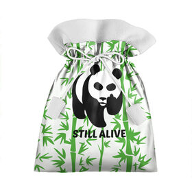 Подарочный 3D мешок с принтом Still Alive в Белгороде, 100% полиэстер | Размер: 29*39 см | Тематика изображения на принте: alive | bamboo | green | greenpeace | panga | peace | still | бамбук | грин | гринпис | живая | живой | зеленый | мир | панда | панды | пис