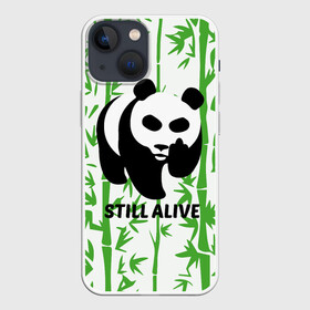 Чехол для iPhone 13 mini с принтом Still Alive в Белгороде,  |  | Тематика изображения на принте: alive | bamboo | green | greenpeace | panga | peace | still | бамбук | грин | гринпис | живая | живой | зеленый | мир | панда | панды | пис