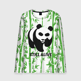 Мужской лонгслив 3D с принтом Still Alive в Белгороде, 100% полиэстер | длинные рукава, круглый вырез горловины, полуприлегающий силуэт | alive | bamboo | green | greenpeace | panga | peace | still | бамбук | грин | гринпис | живая | живой | зеленый | мир | панда | панды | пис