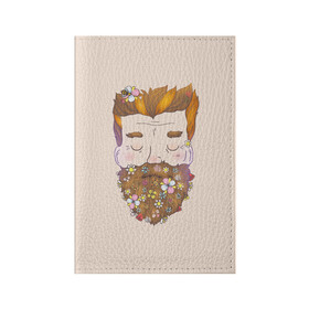 Обложка для паспорта матовая кожа с принтом Бородач в Белгороде, натуральная матовая кожа | размер 19,3 х 13,7 см; прозрачные пластиковые крепления | beard | beards | hipster | man | men | борода | бородач | бородачей | бороды | культ | люблю | пчела | усы | хипстер | цветы | чел | человек