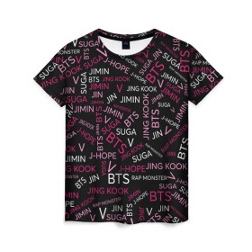Женская футболка 3D с принтом BTS в Белгороде, 100% полиэфир ( синтетическое хлопкоподобное полотно) | прямой крой, круглый вырез горловины, длина до линии бедер | bangtan boys | beyond the scene | bts | k pop | music | арэм | ви | джей хоуп | джин | музыка | состав | сюга | чимин | чонгук