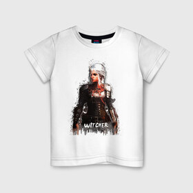 Детская футболка хлопок с принтом Witcher в Белгороде, 100% хлопок | круглый вырез горловины, полуприлегающий силуэт, длина до линии бедер | witcher | ведьмак | девушка | игры | книги | краска | стилизация | цири