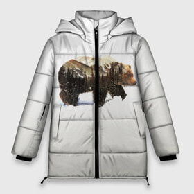 Женская зимняя куртка 3D с принтом Лесной Медведь в Белгороде, верх — 100% полиэстер; подкладка — 100% полиэстер; утеплитель — 100% полиэстер | длина ниже бедра, силуэт Оверсайз. Есть воротник-стойка, отстегивающийся капюшон и ветрозащитная планка. 

Боковые карманы с листочкой на кнопках и внутренний карман на молнии | bear | bears | forest | snow | tree | trees | winter | гора | горы | деревья | зима | лес | лесной | медведи | медведь | мишка | мишки | снег