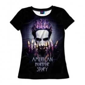 Женская футболка 3D с принтом American Horror Story в Белгороде, 100% полиэфир ( синтетическое хлопкоподобное полотно) | прямой крой, круглый вырез горловины, длина до линии бедер | 8 сезон | american | apocalypse | horror | story | американская | апокалипсис | история | сериал | ужасов