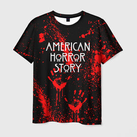 Мужская футболка 3D с принтом AMERICAN HORROR STORY в Белгороде, 100% полиэфир | прямой крой, круглый вырез горловины, длина до линии бедер | american horror story | blood | американская история ужасов | брызги | кровь | сериал | ужасы