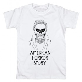 Мужская футболка хлопок с принтом American horror story в Белгороде, 100% хлопок | прямой крой, круглый вырез горловины, длина до линии бедер, слегка спущенное плечо. | american horror story | tate | американская история ужасов | сериал | ужасы
