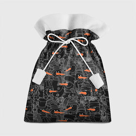 Подарочный 3D мешок с принтом Черные снеговики в Белгороде, 100% полиэстер | Размер: 29*39 см | Тематика изображения на принте: 2019 | вёдра | верховный | год | искусство | картинка | круто | лучший | мода | молодёжная | морковка | новый год | печенья | подарок | поздравление | праздник | рисунок | рождество | с новым годом