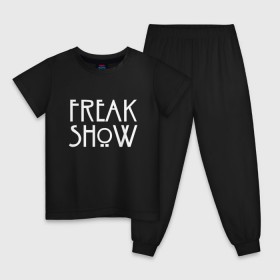 Детская пижама хлопок с принтом FREAK SHOW в Белгороде, 100% хлопок |  брюки и футболка прямого кроя, без карманов, на брюках мягкая резинка на поясе и по низу штанин
 | Тематика изображения на принте: american horror story | freak show | американская история ужасов | сериал | ужасы