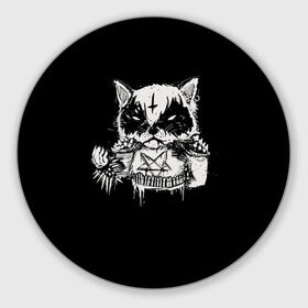 Коврик круглый с принтом Dark Cat в Белгороде, резина и полиэстер | круглая форма, изображение наносится на всю лицевую часть | cat | cats | dark | kitten | kitty | pussy | satan | дикий | злой | кот | котенок | котик | котики | коты | котята | кошка | кошки | мрачный | сатанист | черный