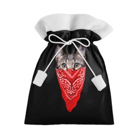 Подарочный 3D мешок с принтом Gangsta Cat в Белгороде, 100% полиэстер | Размер: 29*39 см | Тематика изображения на принте: cat | cats | gangsta | kitten | kitty | pussy | гангстер | кот | котенок | котик | котики | коты | котята | кошка | кошки | платок