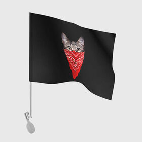 Флаг для автомобиля с принтом Gangsta Cat в Белгороде, 100% полиэстер | Размер: 30*21 см | cat | cats | gangsta | kitten | kitty | pussy | гангстер | кот | котенок | котик | котики | коты | котята | кошка | кошки | платок