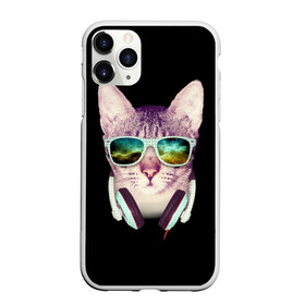 Чехол для iPhone 11 Pro матовый с принтом Кот в Наушниках в Белгороде, Силикон |  | cat | cats | kitten | kitty | pussy | диджей | кот | котенок | котик | котики | коты | котята | кошка | кошки | наушники | очки