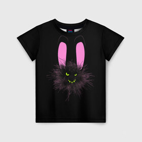 Детская футболка 3D с принтом Мрачный Зайчик в Белгороде, 100% гипоаллергенный полиэфир | прямой крой, круглый вырез горловины, длина до линии бедер, чуть спущенное плечо, ткань немного тянется | creepy | ear | ears | rabbit | rabbits | scary | spooky | жуткий | зайцы | зайчик | зайчики | заяц | кролик | кролики | мрачный | страшный | ухо | уши | ушки