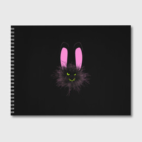 Альбом для рисования с принтом Мрачный Зайчик в Белгороде, 100% бумага
 | матовая бумага, плотность 200 мг. | creepy | ear | ears | rabbit | rabbits | scary | spooky | жуткий | зайцы | зайчик | зайчики | заяц | кролик | кролики | мрачный | страшный | ухо | уши | ушки