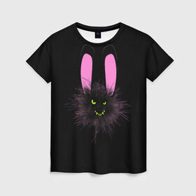 Женская футболка 3D с принтом Мрачный Зайчик в Белгороде, 100% полиэфир ( синтетическое хлопкоподобное полотно) | прямой крой, круглый вырез горловины, длина до линии бедер | creepy | ear | ears | rabbit | rabbits | scary | spooky | жуткий | зайцы | зайчик | зайчики | заяц | кролик | кролики | мрачный | страшный | ухо | уши | ушки