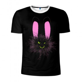 Мужская футболка 3D спортивная с принтом Мрачный Зайчик в Белгороде, 100% полиэстер с улучшенными характеристиками | приталенный силуэт, круглая горловина, широкие плечи, сужается к линии бедра | creepy | ear | ears | rabbit | rabbits | scary | spooky | жуткий | зайцы | зайчик | зайчики | заяц | кролик | кролики | мрачный | страшный | ухо | уши | ушки