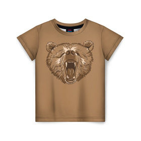 Детская футболка 3D с принтом Бурый Медведь в Белгороде, 100% гипоаллергенный полиэфир | прямой крой, круглый вырез горловины, длина до линии бедер, чуть спущенное плечо, ткань немного тянется | Тематика изображения на принте: bear | bears | brown | russia | russian | бурый | коричневый | косматый | лапы | медведи | медведь | россия | русский | хвост | хищник