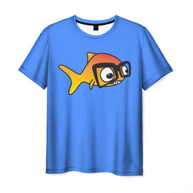 Мужская футболка 3D с принтом Nerd Fish в Белгороде, 100% полиэфир | прямой крой, круглый вырез горловины, длина до линии бедер | 