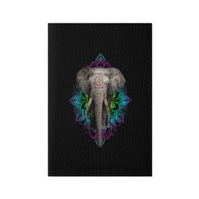 Обложка для паспорта матовая кожа с принтом Индийский Слон в Белгороде, натуральная матовая кожа | размер 19,3 х 13,7 см; прозрачные пластиковые крепления | africa | elephant | elephants | india | ornament | pattern | skin | tusks | африка | бивни | индия | кожа | орнамент | слон | слоненок | слоник | слоники | слоны | слонята | узор | хобот