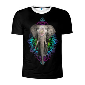 Мужская футболка 3D спортивная с принтом Индийский Слон в Белгороде, 100% полиэстер с улучшенными характеристиками | приталенный силуэт, круглая горловина, широкие плечи, сужается к линии бедра | Тематика изображения на принте: africa | elephant | elephants | india | ornament | pattern | skin | tusks | африка | бивни | индия | кожа | орнамент | слон | слоненок | слоник | слоники | слоны | слонята | узор | хобот