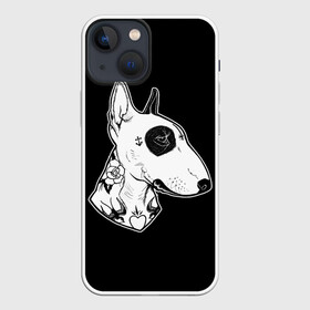 Чехол для iPhone 13 mini с принтом Бультерьер в Белгороде,  |  | dog | dogs | tattoo | бультерьер | пес | псы | собака | собакен | собаки | собачка | собачки | татуировка | татуировки | щенки | щенок | щеночек | щеночки