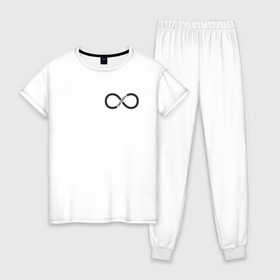 Женская пижама хлопок с принтом Infinity в Белгороде, 100% хлопок | брюки и футболка прямого кроя, без карманов, на брюках мягкая резинка на поясе и по низу штанин | infinity | бесконечность | инфинити
