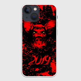 Чехол для iPhone 13 mini с принтом Красный поросенок в Белгороде,  |  | 2019 | боров | брызги | веселье | взгляд | год | домашнее | животное | капли | красный | кровь | подарок | поздравление | поросенок | праздник | радость | рождество | с новым годом | свинья
