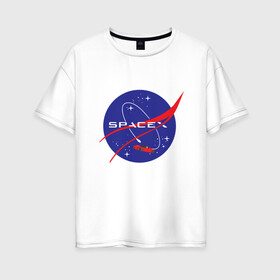 Женская футболка хлопок Oversize с принтом NASA Space в Белгороде, 100% хлопок | свободный крой, круглый ворот, спущенный рукав, длина до линии бедер
 | alien | earth | express | futurama | galaxy | moon | nasa | planet | space | star | ufo | world | астронавт | вселенная | гагарин | галактика | звезда | звезды | земля | ино | космонавт | космос | луна | мир | наса | небо | нло | планета | полёт