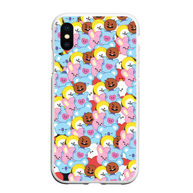 Чехол для iPhone XS Max матовый с принтом BTS BT21 STICKERS в Белгороде, Силикон | Область печати: задняя сторона чехла, без боковых панелей | bt21 | bts | bts army | bts stickers | j hope | jimin | jin | jungkook | k pop | rap monster | rapmon | suga | v | бтс | корея | стикеры bts