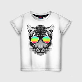 Детская футболка 3D с принтом Пляжный Тигр в Белгороде, 100% гипоаллергенный полиэфир | прямой крой, круглый вырез горловины, длина до линии бедер, чуть спущенное плечо, ткань немного тянется | africa | beach | desert | ocean | predator | sea | sun | tiger | tigers | африка | море | океан | очки | пляж | пустыня | солнце | тигр | тигренок | тигрица | тигрицы | тигры | тигрята | хищник