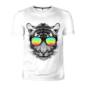 Мужская футболка 3D спортивная с принтом Пляжный Тигр в Белгороде, 100% полиэстер с улучшенными характеристиками | приталенный силуэт, круглая горловина, широкие плечи, сужается к линии бедра | africa | beach | desert | ocean | predator | sea | sun | tiger | tigers | африка | море | океан | очки | пляж | пустыня | солнце | тигр | тигренок | тигрица | тигрицы | тигры | тигрята | хищник