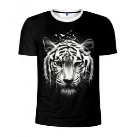 Мужская футболка 3D спортивная с принтом Dark Tiger в Белгороде, 100% полиэстер с улучшенными характеристиками | приталенный силуэт, круглая горловина, широкие плечи, сужается к линии бедра | africa | creepy | dark | desert | predator | scary | tiger | tigers | африка | жуткий | мрачный | пустыня | страшный | тигр | тигренок | тигрица | тигрицы | тигры | тигрята | хищник