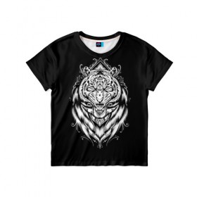 Детская футболка 3D с принтом Dark Tiger в Белгороде, 100% гипоаллергенный полиэфир | прямой крой, круглый вырез горловины, длина до линии бедер, чуть спущенное плечо, ткань немного тянется | africa | creepy | dark | desert | predator | scary | tiger | tigers | африка | жуткий | мрачный | пустыня | страшный | тигр | тигренок | тигрица | тигрицы | тигры | тигрята | хищник