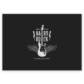 Поздравительная открытка с принтом HARD ROCK ГИТАРА в Белгороде, 100% бумага | плотность бумаги 280 г/м2, матовая, на обратной стороне линовка и место для марки
 | Тематика изображения на принте: гитара | крылья | металл | музыка | рок | струны