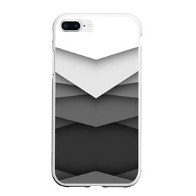 Чехол для iPhone 7Plus/8 Plus матовый с принтом Бумажные полосы в Белгороде, Силикон | Область печати: задняя сторона чехла, без боковых панелей | Тематика изображения на принте: белый | геометрия | полосы | серый | треугольник | черный