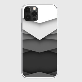 Чехол для iPhone 12 Pro Max с принтом Бумажные полосы в Белгороде, Силикон |  | Тематика изображения на принте: белый | геометрия | полосы | серый | треугольник | черный