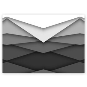 Поздравительная открытка с принтом Бумажные полосы в Белгороде, 100% бумага | плотность бумаги 280 г/м2, матовая, на обратной стороне линовка и место для марки
 | белый | геометрия | полосы | серый | треугольник | черный