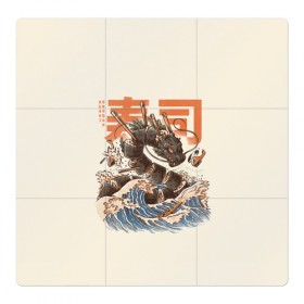 Магнитный плакат 3Х3 с принтом Great Sushi Dragon в Белгороде, Полимерный материал с магнитным слоем | 9 деталей размером 9*9 см | Тематика изображения на принте: 