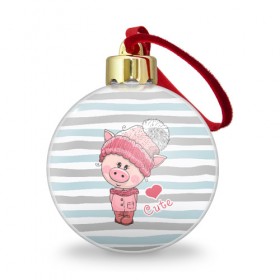 Ёлочный шар с принтом Милая свинка в Белгороде, Пластик | Диаметр: 77 мм | 2019 | боров | взгляд | год | домашнее | животное | костюм | красная | милая | мода | новый год | пальто | подарок | поздравление | поросенок | праздник | рисунок | рождество | румянец | с новым годом