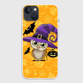 Чехол для iPhone 13 с принтом Совушка и хэллоуин в Белгороде,  |  | halloween | летучая мышь | подарок на хэллоуин | прикольная сова | сова | сова и хэллоуин | совушка | тыква | тыква на хэллоуин | хэллоуин