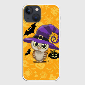 Чехол для iPhone 13 mini с принтом Совушка и хэллоуин в Белгороде,  |  | halloween | летучая мышь | подарок на хэллоуин | прикольная сова | сова | сова и хэллоуин | совушка | тыква | тыква на хэллоуин | хэллоуин