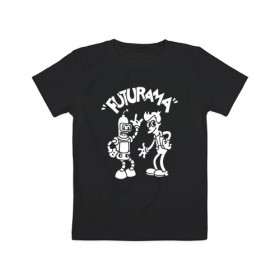 Детская футболка хлопок с принтом Futurama - Cartoon в Белгороде, 100% хлопок | круглый вырез горловины, полуприлегающий силуэт, длина до линии бедер | bender | fry | futurama | planet express | бендер | зойдберг | лила | фрай | футурама
